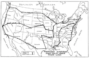 Map of Proposed American Radio Relay League Trunk Lines from Page 21 of the February 1916 Issue of QST.png