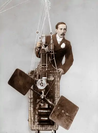 Santos-Dumont with his engine used in airships Nos. 1-3.png