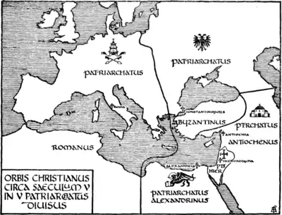 The Orthodox Eastern Church - Map of the Five Patriarchates in the Fifth Century.png