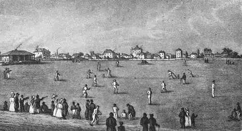 View of the Mary-le-Bone Club's cricket ground (The Hambledon Men).jpg