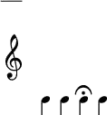 { \override Score.TimeSignature #'stencil = ##f \new RhythmicStaff \partial 16 \stopStaff \stemDown s16 | c4 c c\fermata c }