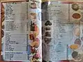 Menu of a typical Kenyan restaurant