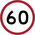 60 km/h (37 mph) for built-up areas