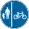 Cycle and pedestrian path sign - a circular blue sign with a bicycle icon to the right of a line, and two people holding hands to the left