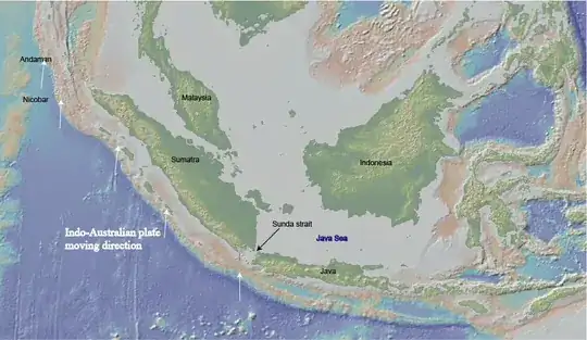 map showing Sumatra trench