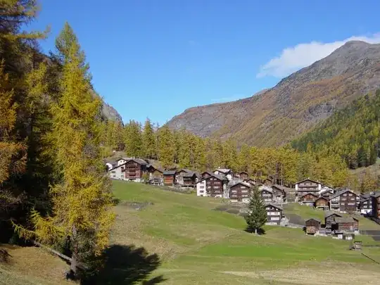 Picture illustrating construction of villages protecting from avalanches.