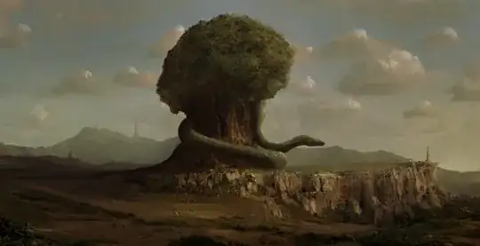 Large tree with snake