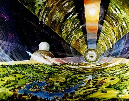 Rendition of a tube world with alternating transparent and opaque sections