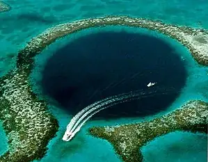 A deep underwater pit